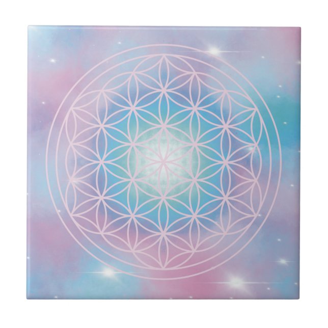 Carreau Celestial Bloom – Sacred Geometry Flower of Life (Devant)