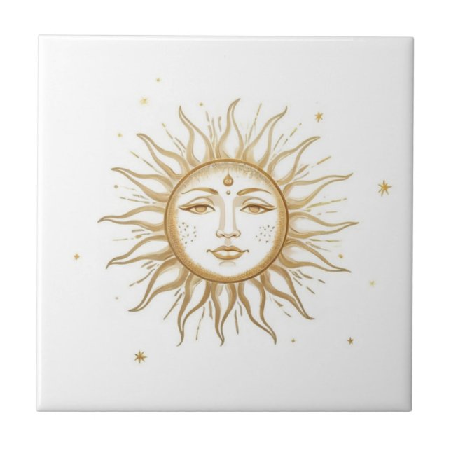 Carreau Celestial Sun with Face Gold and White (Devant)