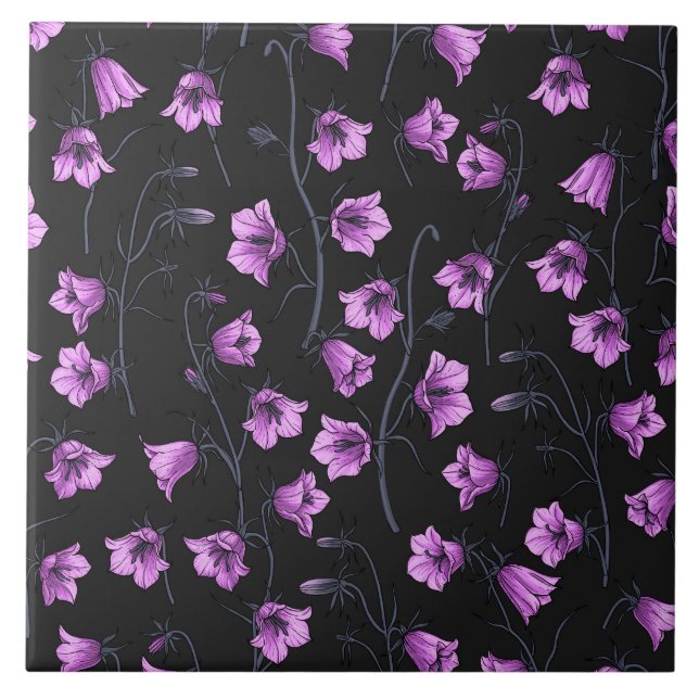 Carreau Cellules bleues de minuit, cloches, Bellflowers 2 (Devant)