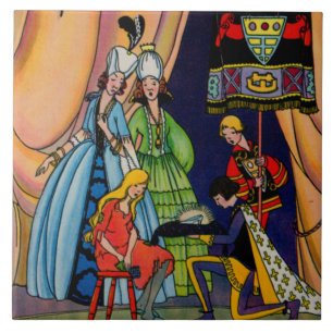 Carreau Cendrillon, le prince et la glissière en verre