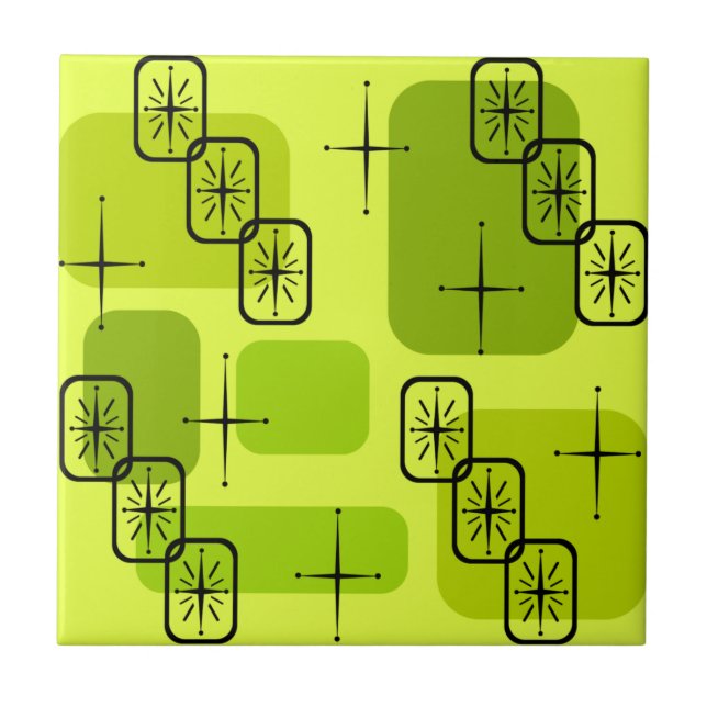 Carreau Centre du siècle moderne Spoutnik Chartreuse (Devant)