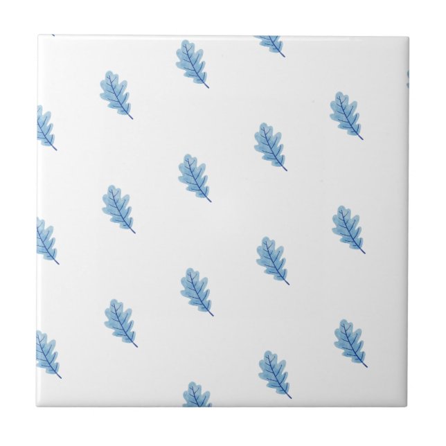 Carreau Ceramic Tile Blue Leaves  (Devant)