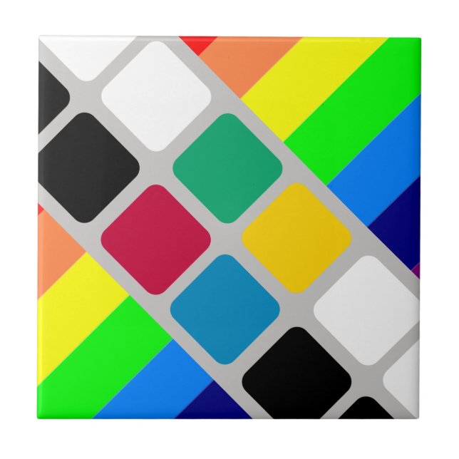 Carreau Ceramic Tile Colorful Colors Stripe (Devant)