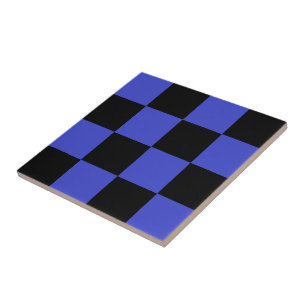 Carreau céramique à motif à carreaux noir et bleu
