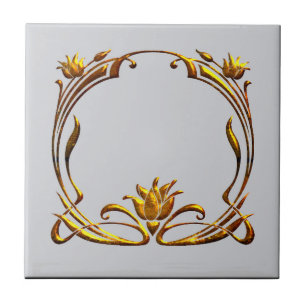 Carreau Céramique Floral Motif Art Nouveau