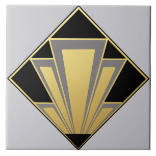 Carreau Céramique Gold, Black et Grey Art Déco