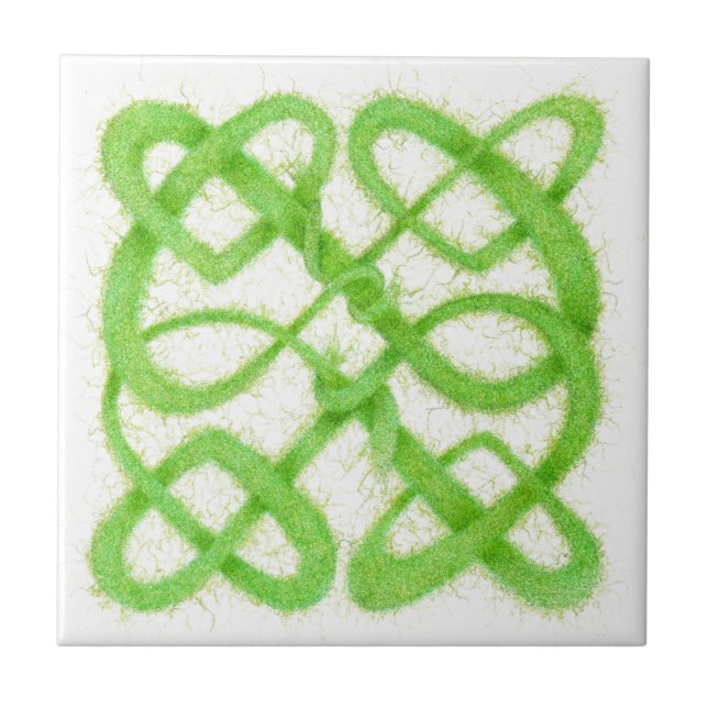CARREAU CÉRAMIQUE GREEN CELTIC KNOT 10,8 cm (Devant)