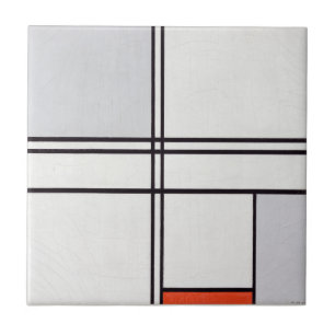 CARREAU CÉRAMIQUE: PIET MONDRIAN : GRAY - ROUGE 1