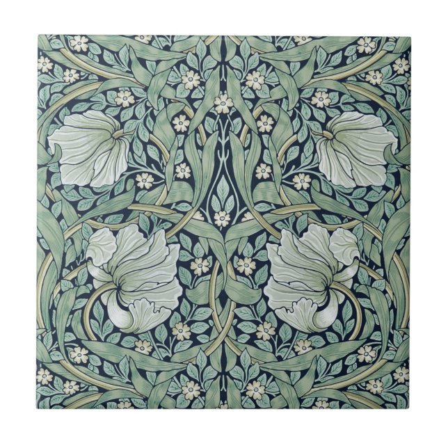CARREAU CÉRAMIQUE ; WILLIAM MORRIS : PIMPERNEL (Devant)