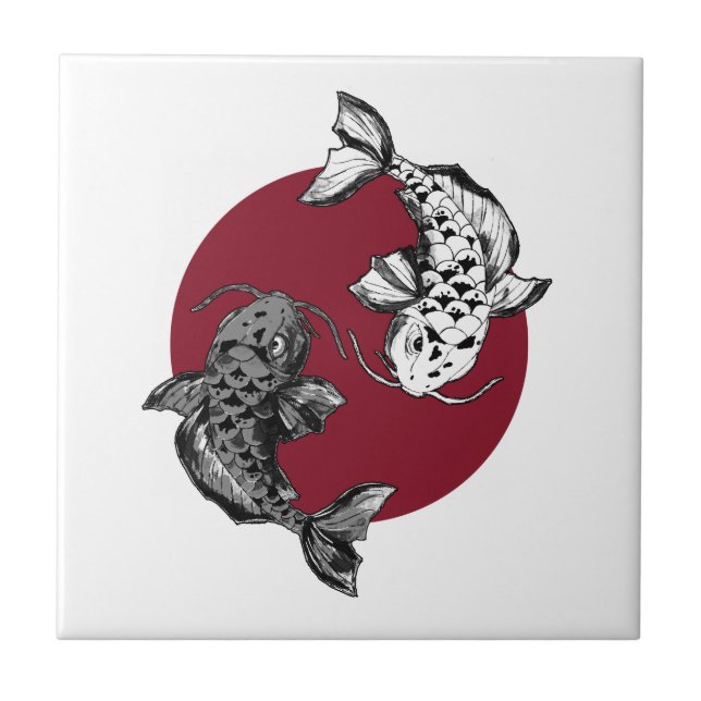 Carreau Cercle Koi Carp japonais rouge (Devant)