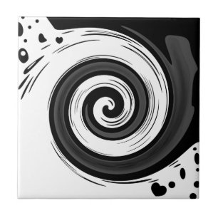 Carreau Cercle liquide torse moderne noir rouge blanc coul