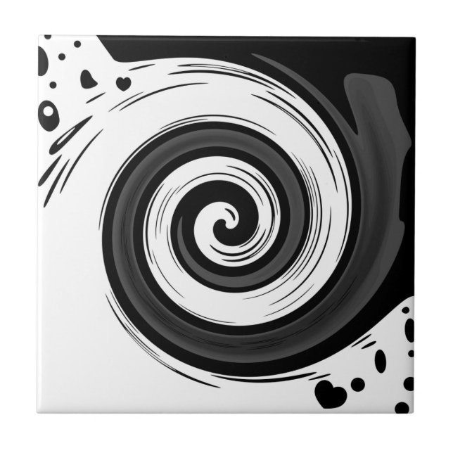 Carreau Cercle liquide torse moderne noir rouge blanc coul (Devant)