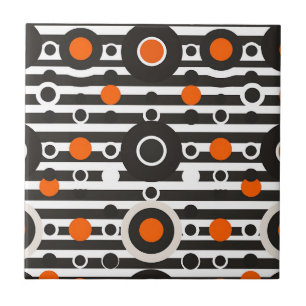 Carreau Cercle rayé rétro orange noir