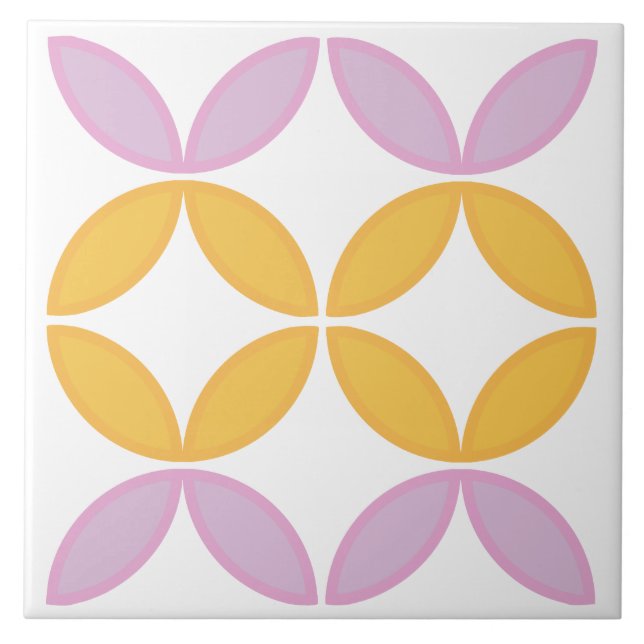 Carreau Cercle rose et or ou pétales de fleurs (Devant)