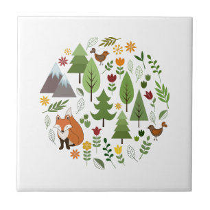 Carreau Cercle scandinave d'illustrations de style