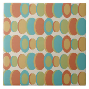 Carreau Cercles d'art Abstraits rétrogrades multicolores