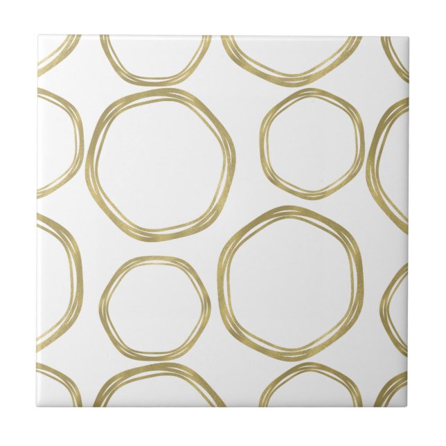 Carreau Cercles Dorés Sur Moderne Blanc (Devant)