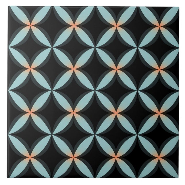 Carreau Cercles noirs et bleus, Motif sans couture (Devant)