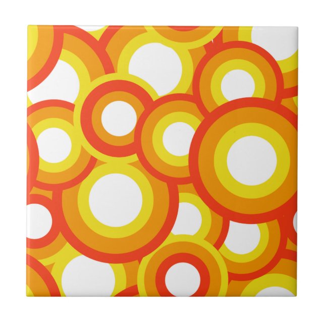 Carreau Cercles psychédéliques jaunes et oranges (Devant)