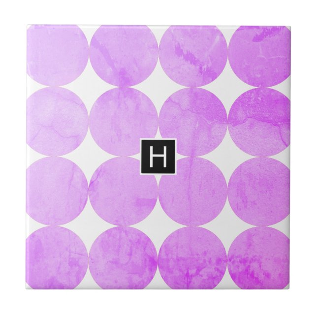 Carreau Cercles violets modernes | Monogramme (Devant)