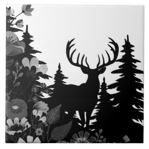 Carreau Cerf avec grand rack hors forêt