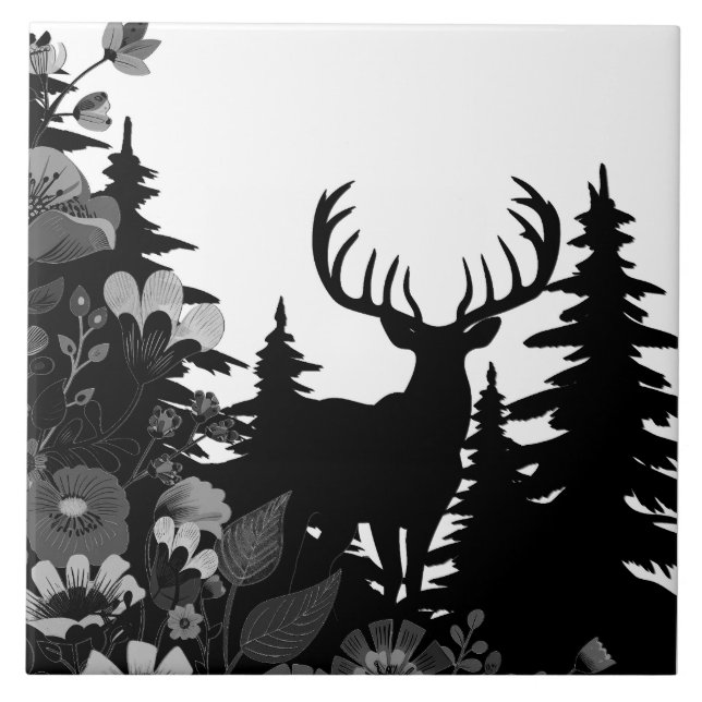 Carreau Cerf avec grand rack hors forêt (Devant)