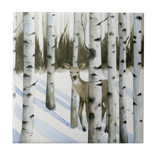 Carreau Cerf en chute de neige (Devant)