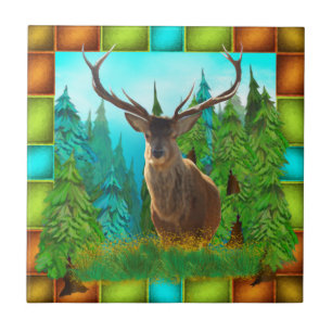 Carreau Cerf sauvage avec grand Antlers Carrelage céramiq