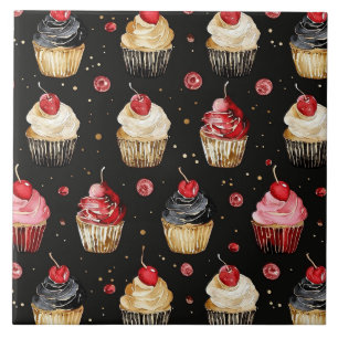 Carreau Cerise de gâteaux noirs en or rouge