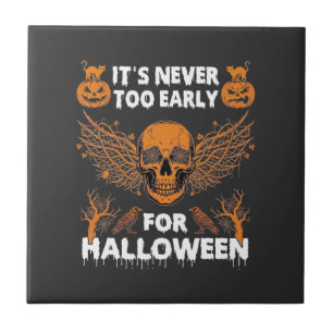 Carreau C'est Jamais Trop Tôt Halloween Crâne Vigne Ailes_