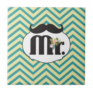 Carreau Chalkboard Mr Jaune et Green Zigzag Chevron