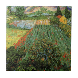 Carreau Champ avec des pavots par Vincent van Gogh