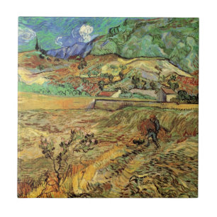 Carreau Champ de blé fermé w Paysan par Vincent van Gogh
