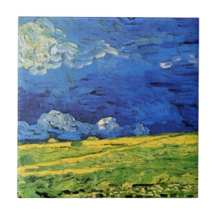 Carreau Champ de blé sous un ciel nuageux par Vincent van 