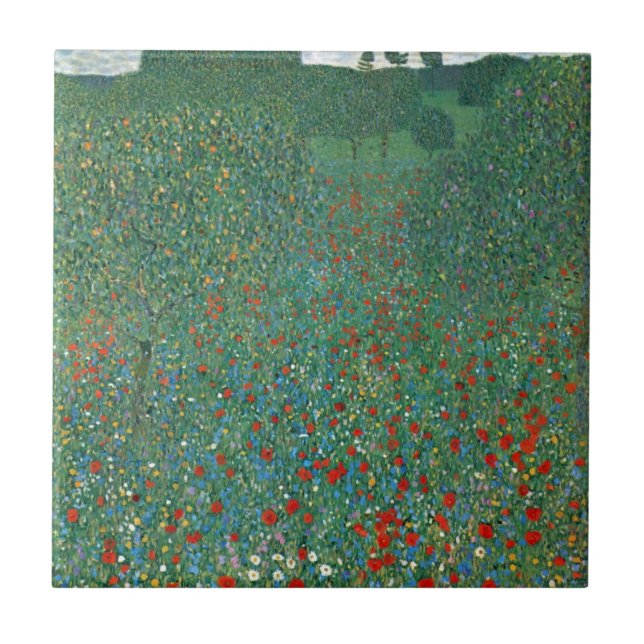 Carreau Champ de pavot par Gustav Klimt, Art Nouveau Vinta (Devant)