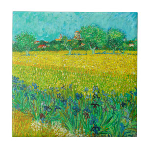 Carreau Champ Van Gogh avec Irises près d'Arles