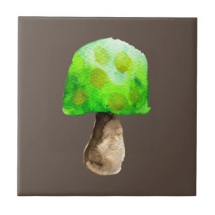 Carreau Champignon vert aquarelle champignons mignons