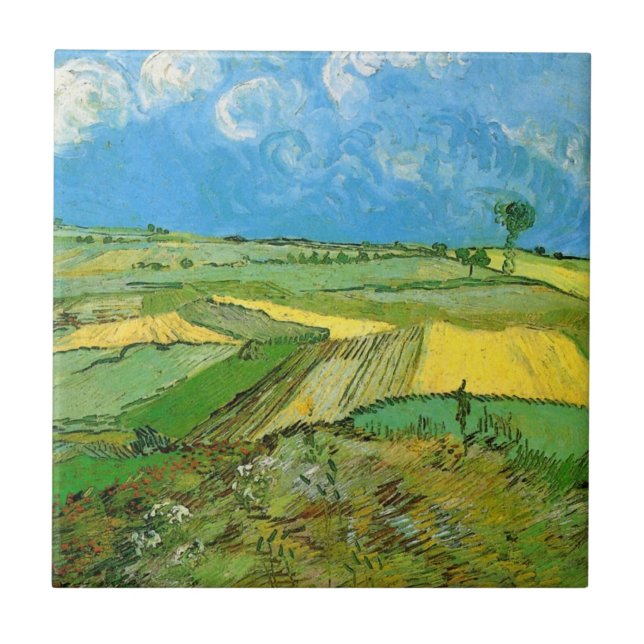Carreau Champs de blé de Van Gogh à Auvers sous un ciel nu (Devant)