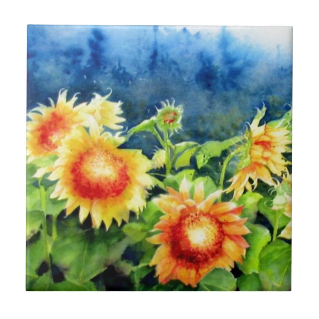 Carreau Champs de tournesol 2, tournesols jaunes (Devant)