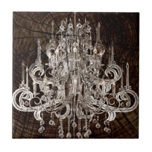 Carreau Chandelier de pays primitif en grains de bois dépr