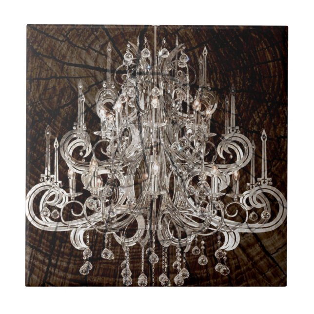 Carreau Chandelier de pays primitif en grains de bois dépr (Devant)