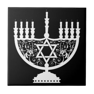 Carreau Chandelier élégant de Hanukkah avec étoile de Davi