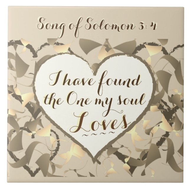 Carreau Chanson de Salomon 3:4 Verse de la Bible, Coeur (Devant)