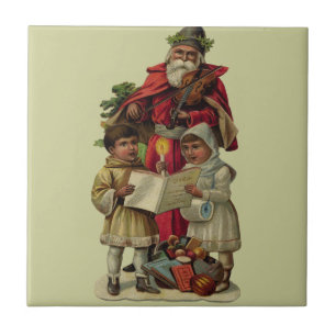 Carreau Chant vintage de musique de Noël Père Noël