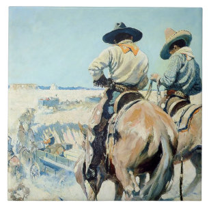 Carreau Chariot de ravitaillement Western Art par NC Wyeth