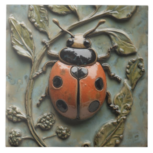 Carreau Charme Ladybug et Foliage Faux Relief