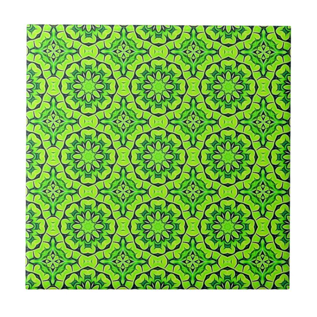 Carreau Chartreuse Vert esthétique Motif de trèfle #9 (Devant)
