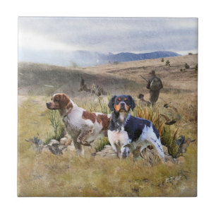 Carreau Chasse à la caille avec un Espagnol breton, Art