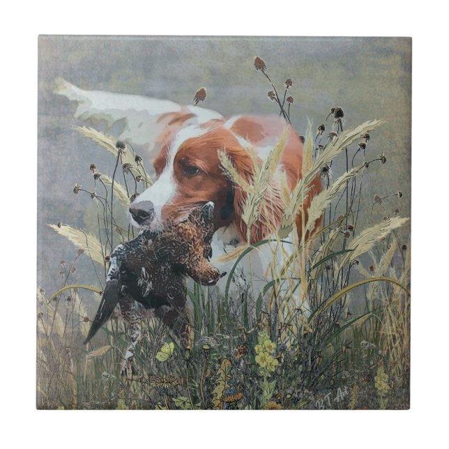 Carreau Chasse avec Epagneul Breton (Devant)