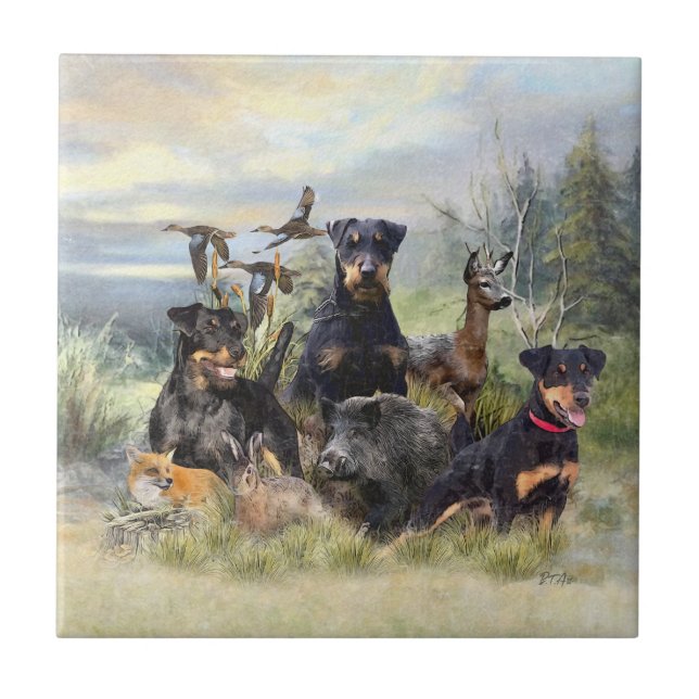 Carreau Chasse avec Jagdterriers, Art (Devant)